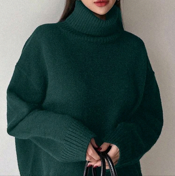 Women's Solid Color Simple Turtleneck Sweater - Picture 3 of 6